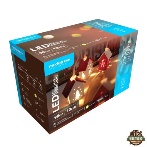Modee Karácsonyi LED Füzér Dekor Elemes C3010 (10LED/90cm/10cm) warm