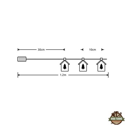 Modee Karácsonyi LED Füzér Dekor Elemes C3010 (10LED/90cm/10cm) warm