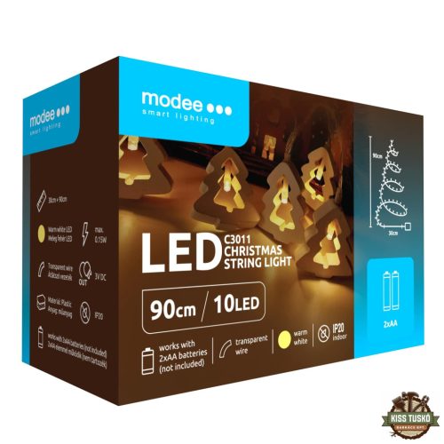 Modee Karácsonyi LED Füzér Dekor Elemes C3011 (10LED/90cm/10cm) warm