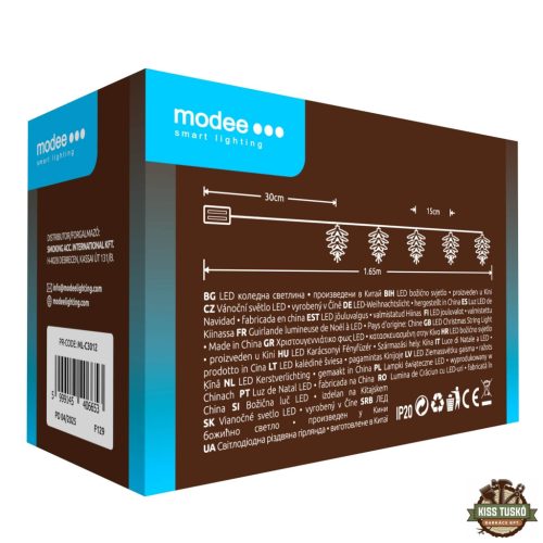 Modee Karácsonyi LED Füzér Dekor Elemes C3012 (10LED/135cm/15cm) warm