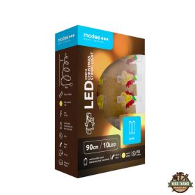   Modee Karácsonyi LED Füzér Dekor Elemes + Csipesz C3014 (10LED/90cm/10cm) warm