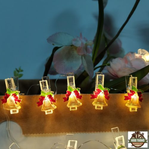 Modee Karácsonyi LED Füzér Dekor Elemes + Csipesz C3014 (10LED/90cm/10cm) warm