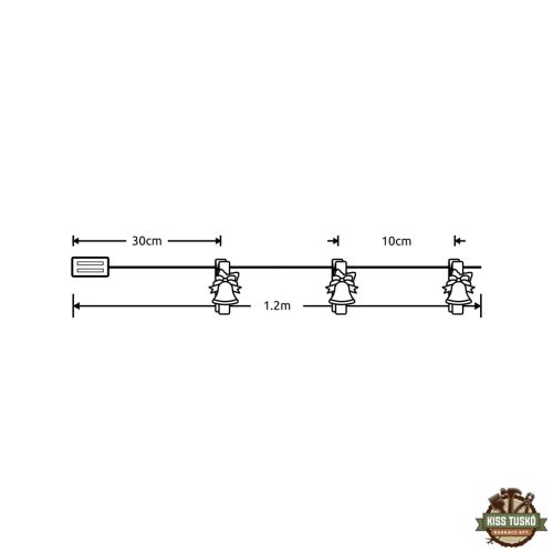 Modee Karácsonyi LED Füzér Dekor Elemes + Csipesz C3014 (10LED/90cm/10cm) warm