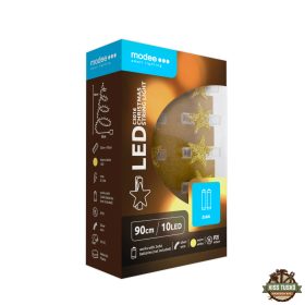   Modee Karácsonyi LED Füzér Dekor Elemes + Csipesz C3016 (10LED/90cm/10cm) warm