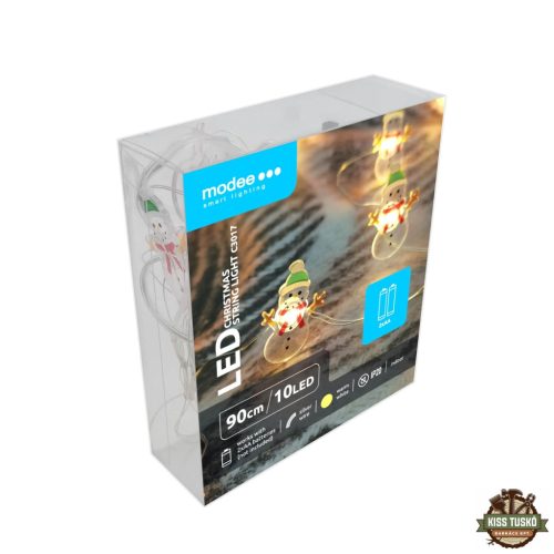 Modee Karácsonyi LED Füzér Dekor Elemes C3017 (10LED/90cm/10cm) warm