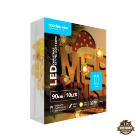   Modee Karácsonyi LED Füzér Dekor Elemes C3018 (10LED/90cm/10cm) warm