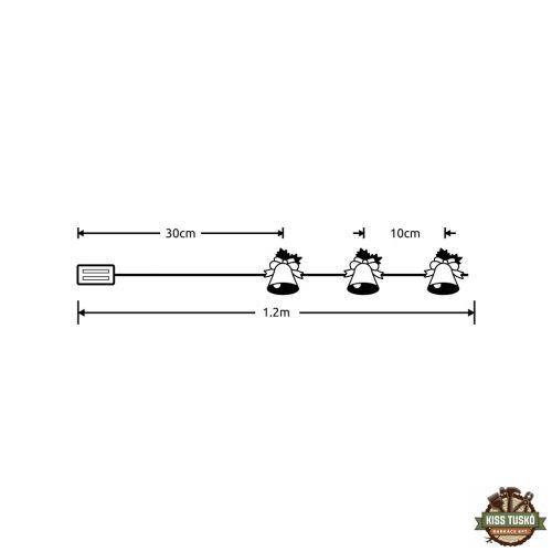 Modee Karácsonyi LED Füzér Dekor Elemes C3018 (10LED/90cm/10cm) warm