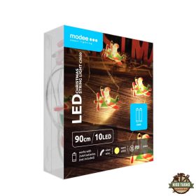   Modee Karácsonyi LED Füzér Dekor Elemes C3020 (10LED/90cm/10cm) warm