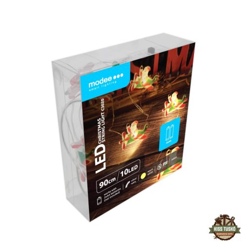 Modee Karácsonyi LED Füzér Dekor Elemes C3020 (10LED/90cm/10cm) warm
