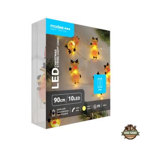   Modee Karácsonyi LED Füzér Dekor Elemes C3023 (10LED/90cm/10cm) warm