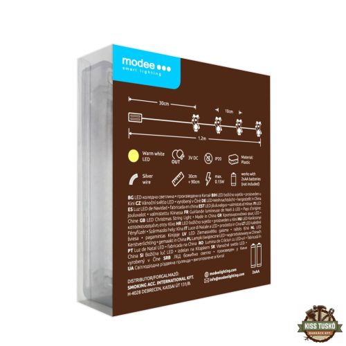 Modee Karácsonyi LED Füzér Dekor Elemes C3023 (10LED/90cm/10cm) warm