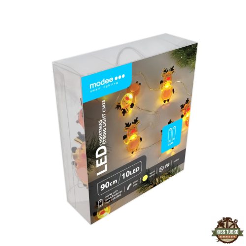 Modee Karácsonyi LED Füzér Dekor Elemes C3023 (10LED/90cm/10cm) warm