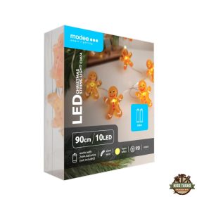   Modee Karácsonyi LED Füzér Dekor Elemes C3024 (10LED/90cm/10cm) warm