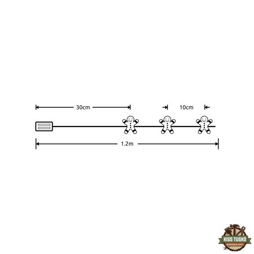 Modee Karácsonyi LED Füzér Dekor Elemes C3024 (10LED/90cm/10cm) warm