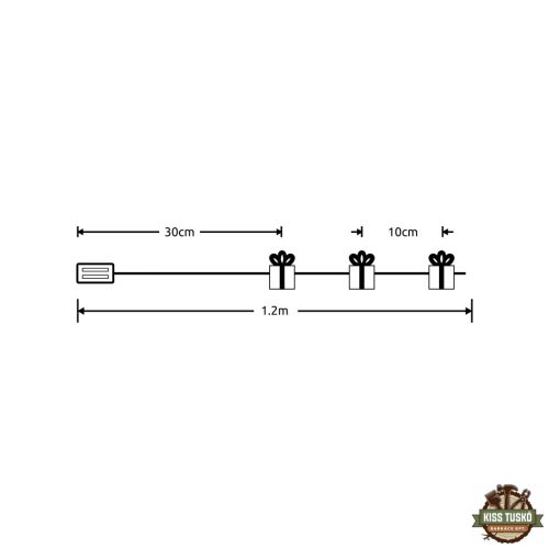 Modee Karácsonyi LED Füzér Dekor Elemes C3025 (10LED/90cm/10cm) warm