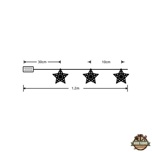 Modee Karácsonyi LED Füzér Dekor Elemes C3029 (10LED/90cm/10cm) warm