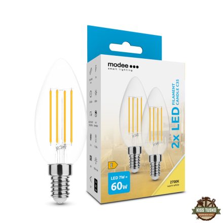 Modee LED Izzó Filament Gyertya C35 7W E14 360° 2700K (806 lumen) ERP B2