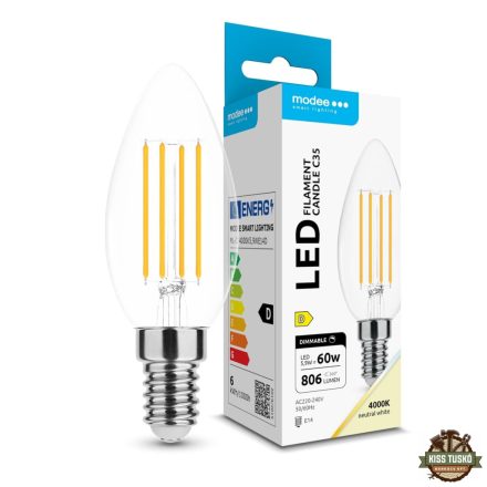 Modee LED Izzó Filament Gyertya C35 5,9W E14 360° 4000K (806 lumen) dimm. ERP