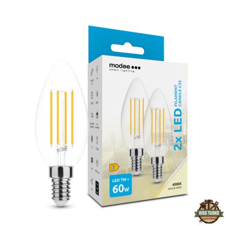 Modee LED Izzó Filament Gyertya C35 7W E14 360° 4000K (806 lumen) ERP B2