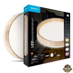   Modee Mennyezeti LED Lámpa CLG1W 30W 3CCT+RGB D390mm +rem (2000 lumen) ERP wood