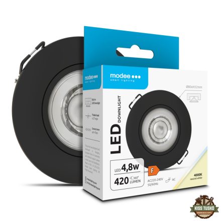 Modee LED Mélysugárzó Kerek 4,8W 4000K IP20 D80xH32mm ROT (420 lumen) fekete ERP