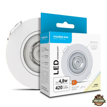 Modee LED Mélysugárzó Kerek 4,8W 4000K IP20 D80xH32mm ROT (420 lumen) fehér ERP