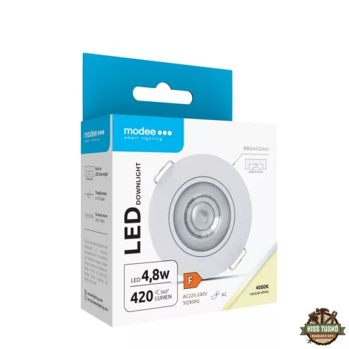 Modee LED Mélysugárzó Kerek 4,8W 4000K IP20 D80xH32mm ROT (420 lumen) fehér ERP