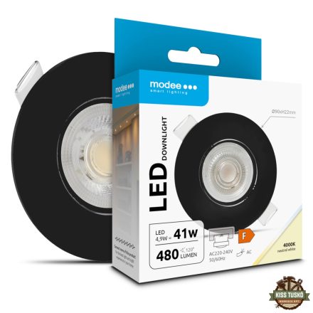 Modee LED Mélysugárzó Kerek 4,9W 4000K IP23 D90xH22mm ROT (480 lumen) fekete ERP