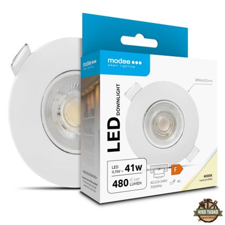 Modee LED Mélysugárzó Kerek 4,9W 4000K IP23 D90xH22mm ROT (480 lumen) fehér ERP