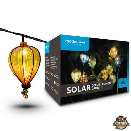 Modee Lighting LED Szolár Napelemes Dekor Lampion 10db 4,9m DS009