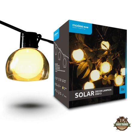 Modee Lighting LED Szolár Napelemes Dekor Lampion 8db 4,4m DS013