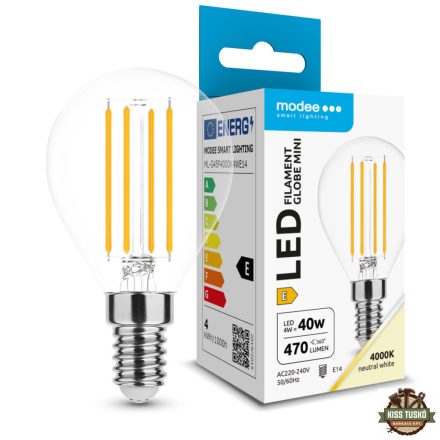 Modee LED Izzó Filament G.Mini G45 4W E14 360° 4000K (470 lumen) ERP