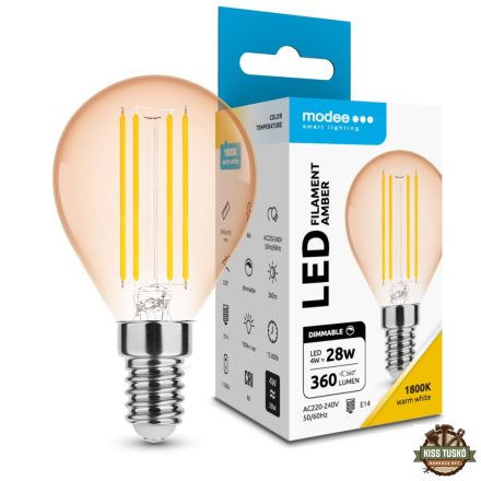 Modee LED Filament Amber Globe Mini G45 4W E14 320° 1800K (360 lumen) dimm.