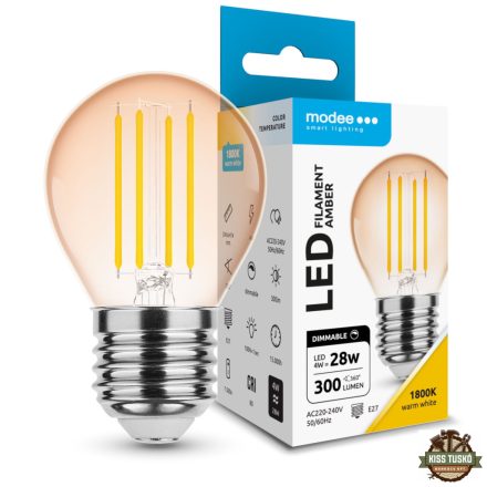 Modee LED Filament Amber Globe Mini G45 4W E27 320° 1800K (300 lumen) dimm.