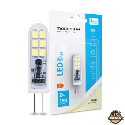 Modee Lighting LED Izzó G4 Üveg AC-DC 12V 2W 4000K (190 lumen) ERP B1