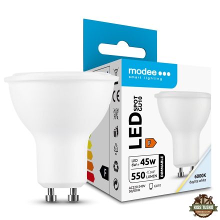 Modee LED Izzó Spot Alu-Plastic 6W GU10 110° 6000K (550 lumen) dimm. ERP