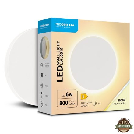 Modee LED Fali Lámpa (LWL0019) 6W IP65 D130x42mm 4000K (800 lumen) Fehér