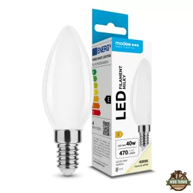   Modee LED Izzó Filament Milky Gyertya C35 4W E14 360° 4000K (470 lumen) ERP