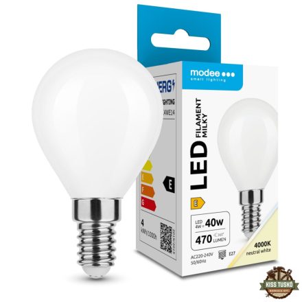 Modee LED Izzó Filament Milky G.Mini G45 4W E14 360° 4000K (470 lumen) ERP