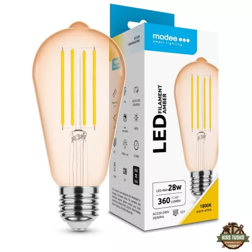 Modee LED Izzó Filament Amber ST64 4W E27 320° 1800K (360 lumen)
