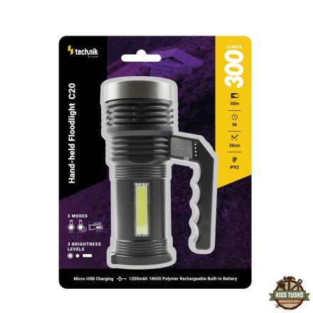 Technik Kézi Reflektor C20 (akkumulátoros) XPE LED + micro USB (100 lumen)