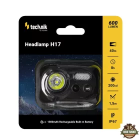   Technik Fejlámpa H17 (akkumulátoros) L2 LED + micro USB IP67 (600 lumen)