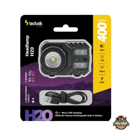 Technik Fejlámpa H20 + fókusz (akkumulátoros) XPG-2 LED + micro USB (400 lumen)