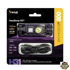   Technik Fejlámpa H31 (akkumulátoros) OSRAM P9 + red light + USB-C (800 lumen)