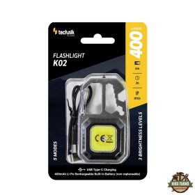   Technik Elemlámpa K02 (akkumulátoros 400mAh) COB LED + USB-C (400 lumen)