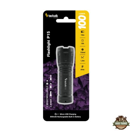 Technik Elemlámpa P15 (akkumulátoros) XPE LED + micro USB (100 lumen)