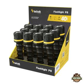   Technik Elemlámpa P8 (2xAA/nem tartozék) Gumírozott (40 lumen) 12db/display