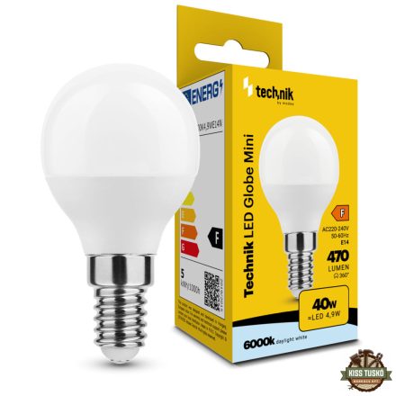 Technik LED Izzó Globe Mini G45 4,9W E14 360° 6000K (470 lumen) ERP