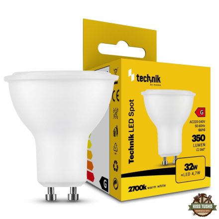 Technik LED Izzó Spot Alu-Plastic 4,7W GU10 110° 2700K (350 lumen) ERP