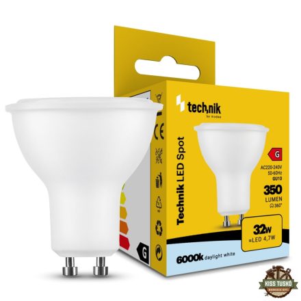 Technik LED Izzó Spot Alu-Plastic 4,7W GU10 110° 6000K (350 lumen) ERP